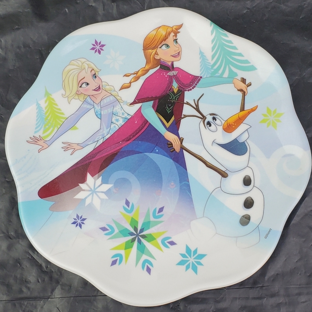 Zak! Designs Disney Frozen Child Melamine Scalloped Plate Elsa Anna Olaf - EUC